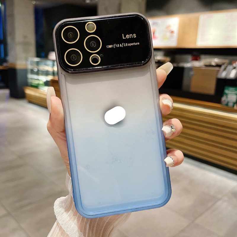 Ốp Bảo vệ cam độ iphone 15 lưng kính viền cầu vồng 7 màu