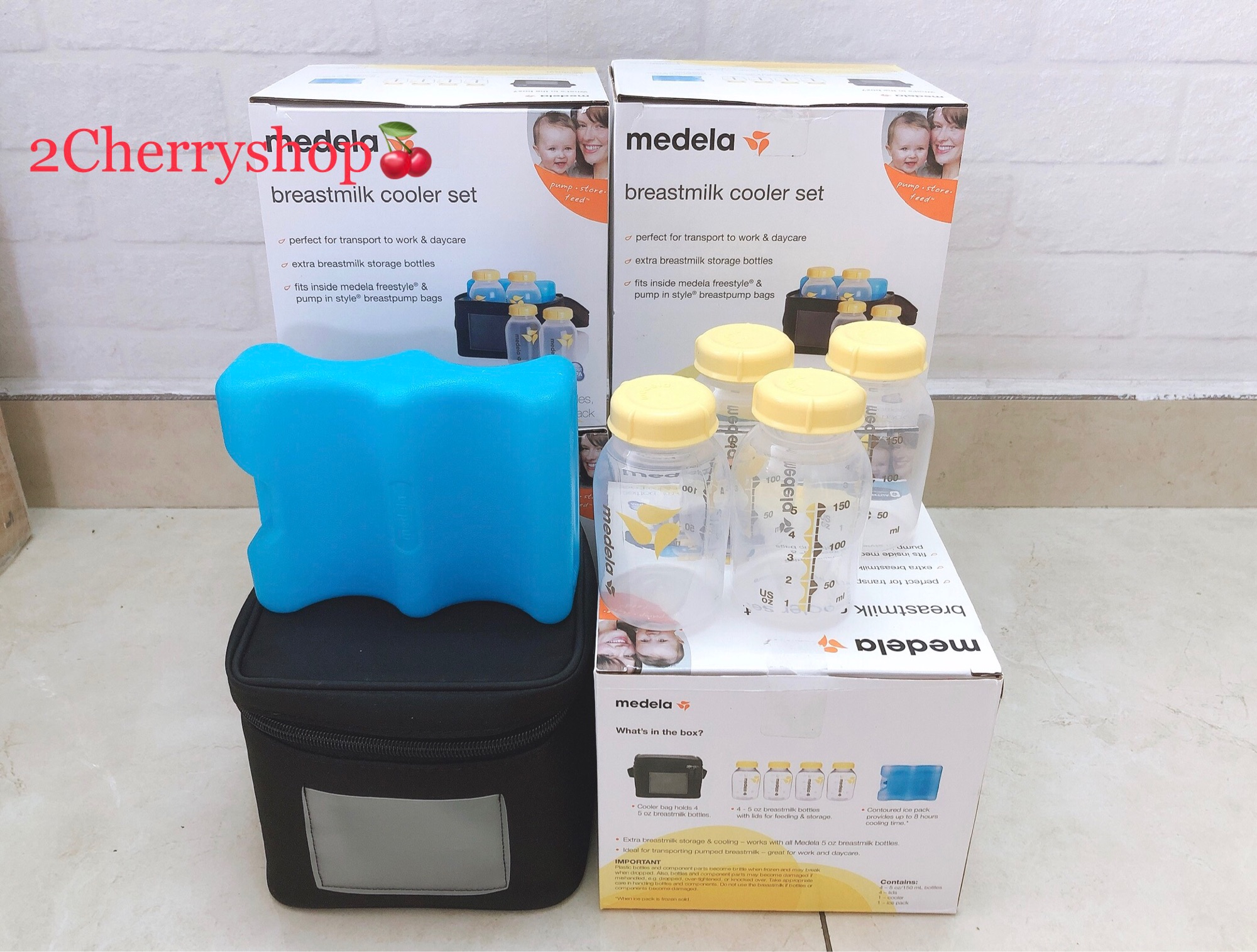 [Hàng Mỹ]Set túi đá khô + 4 bình trữ Medela 150 ml