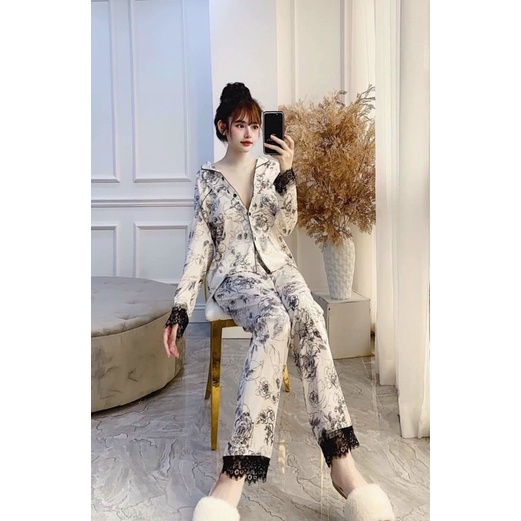 Bộ lụa Mango phối ren hàng Quảng Châu