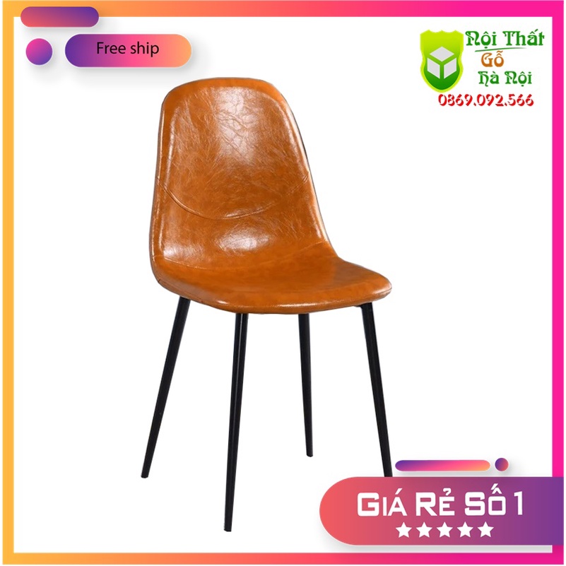 Ghế Eames Da Bò, Ghế Eames Bọc Da chân Sắt Cao Cấp ( Hàng Nhập Khẩu)