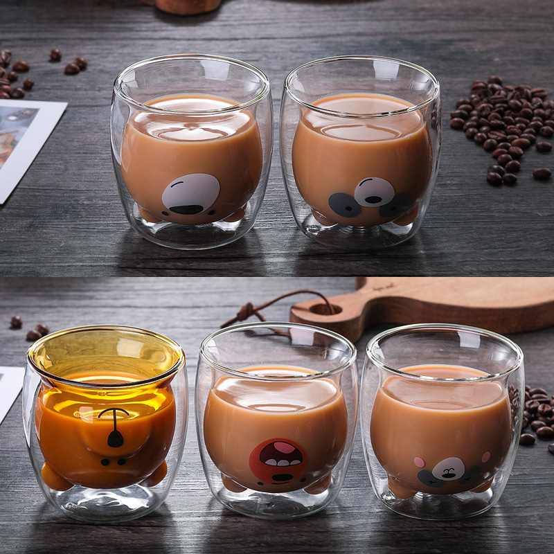 Ly gấu thủy tinh 2 lớp dễ thương