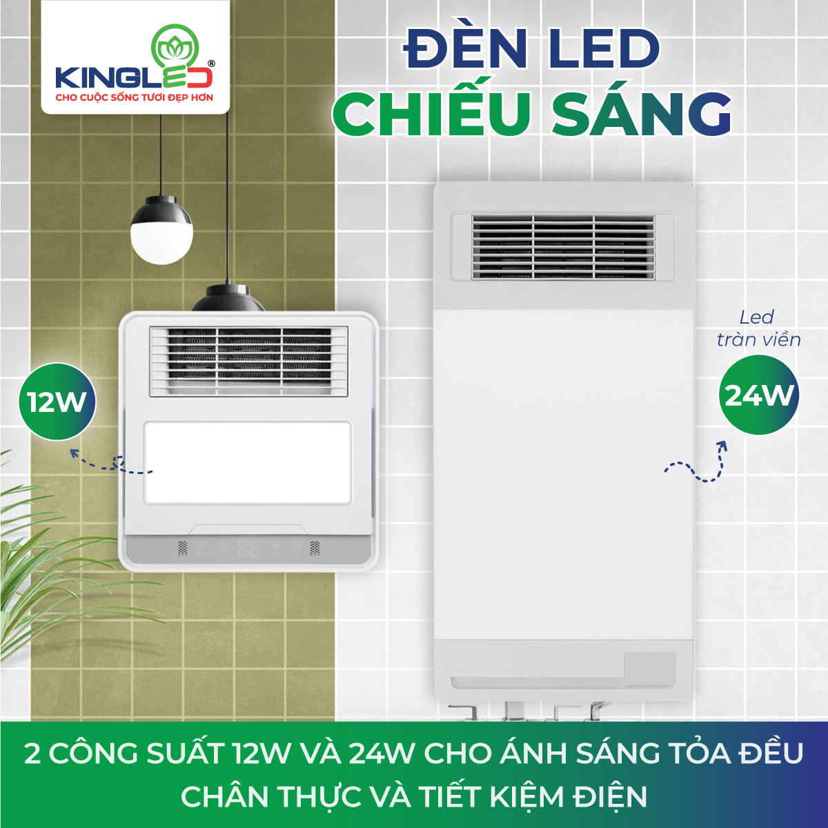 Quạt Sưởi Điều Hòa Âm Trần (Thông Gió, Sưởi Ấm, Làm Mát, Chiếu Sáng) - KINGLED