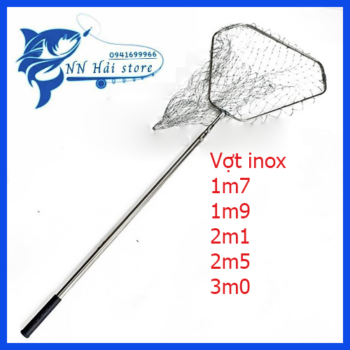 Vợt cá inox có đủ size 1m7, 1m9, 2m1, 2m5, 3m0, vot ca sieu ben gia re