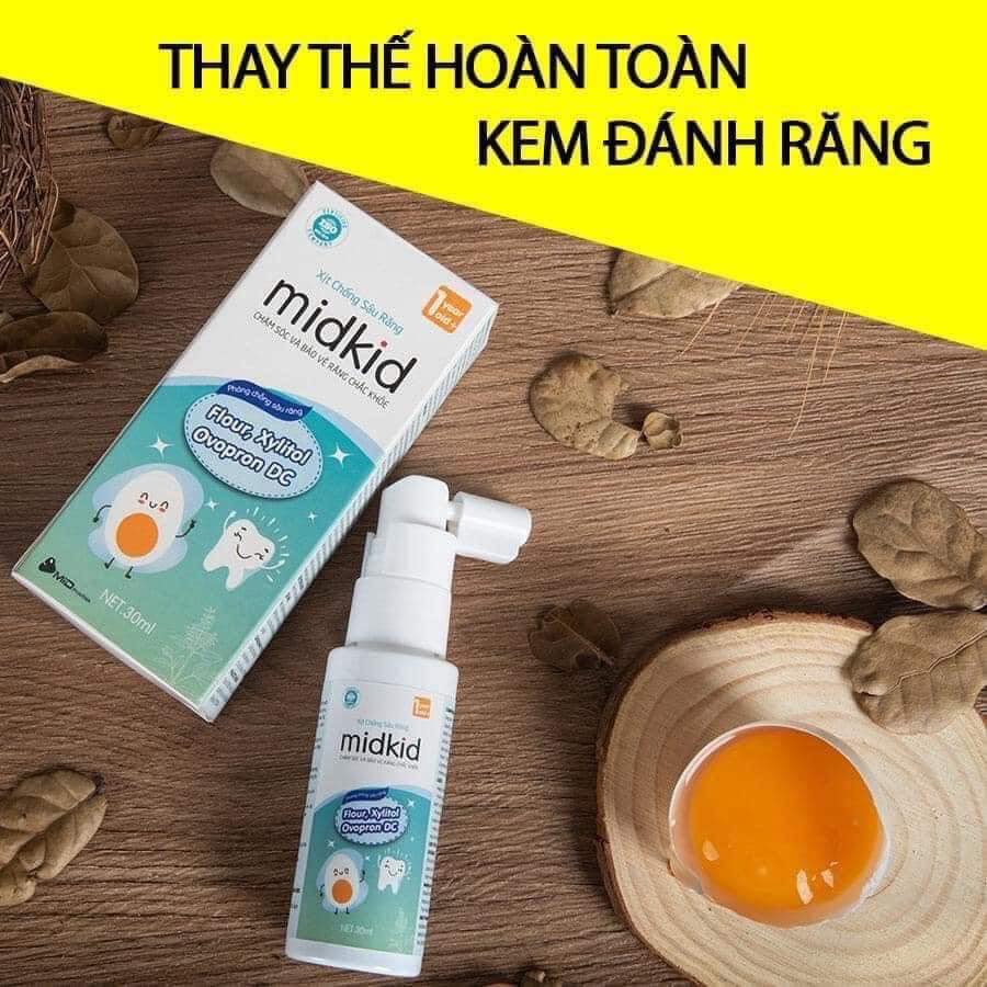 Xịt chống sâu răng MIDKID 30ml bảo vệ răng miệng cho bé