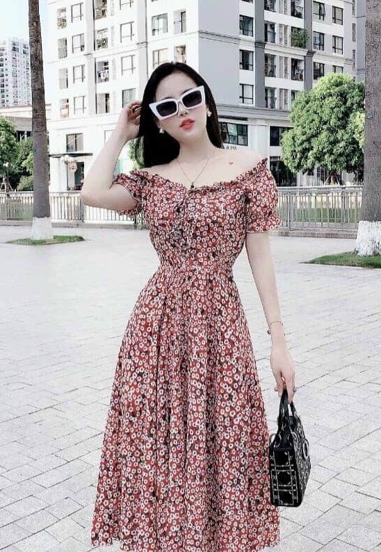 [HCM]ĐẦM LỤA HOA SIÊU XINH  CHẤT LỤA CAO CẤP  3 MÀU Y HÌNH QCS