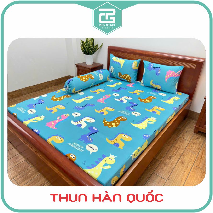 Bộ Ga Giường Thun Lạnh Hàn Quốc 4 Món ( 1 ga bọc + 2 vỏ gối nằm + 1 vỏ gối ôm )