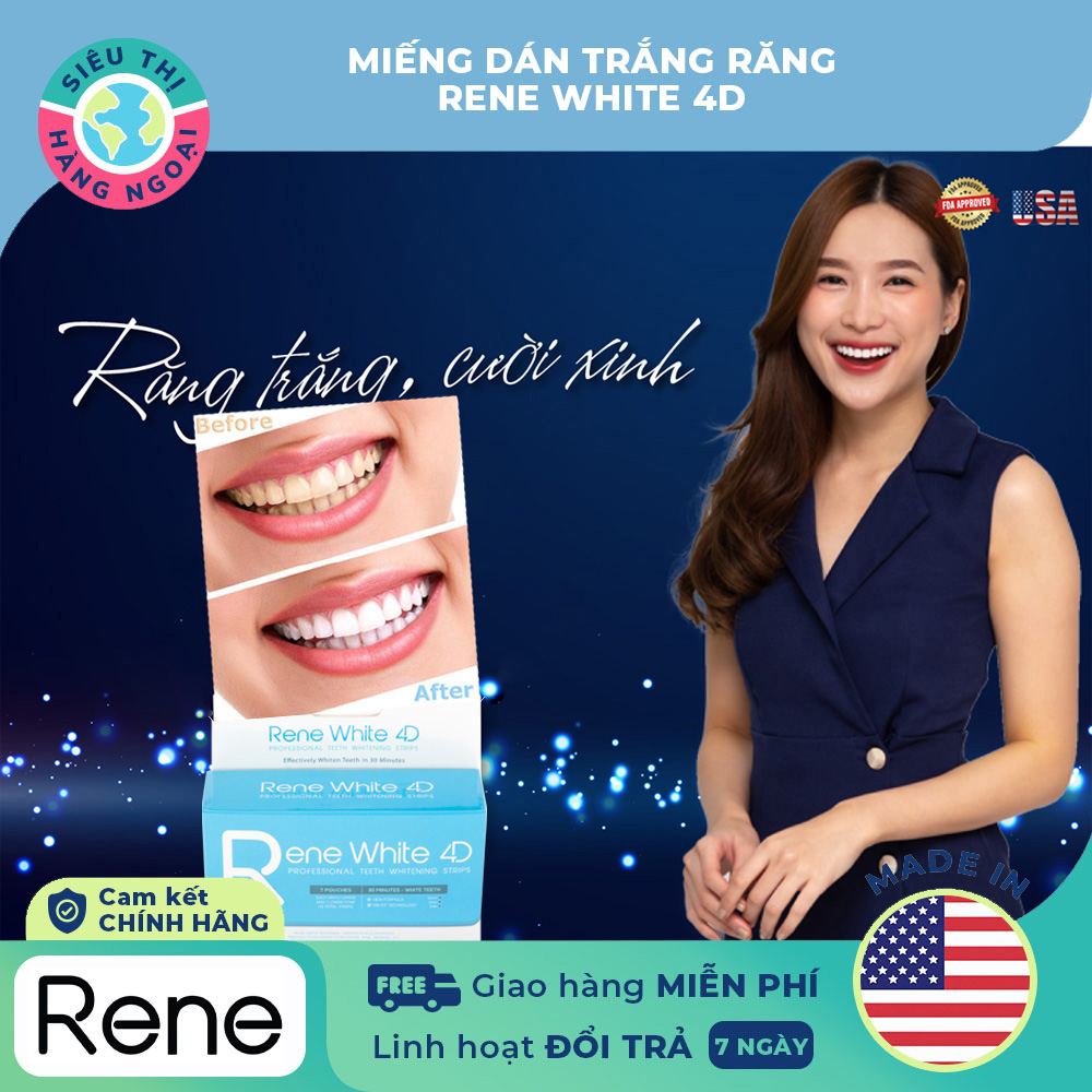 [HCM]Miếng dán trắng răng Rene White 4D Made in USA (được bán bởi Siêu Thị Hàng Ngoại)