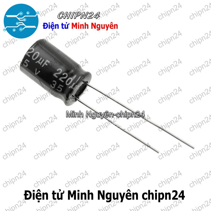 [10 con] (F254) Tụ hóa 220uF 35V Đen (8x12mm) - HH001755