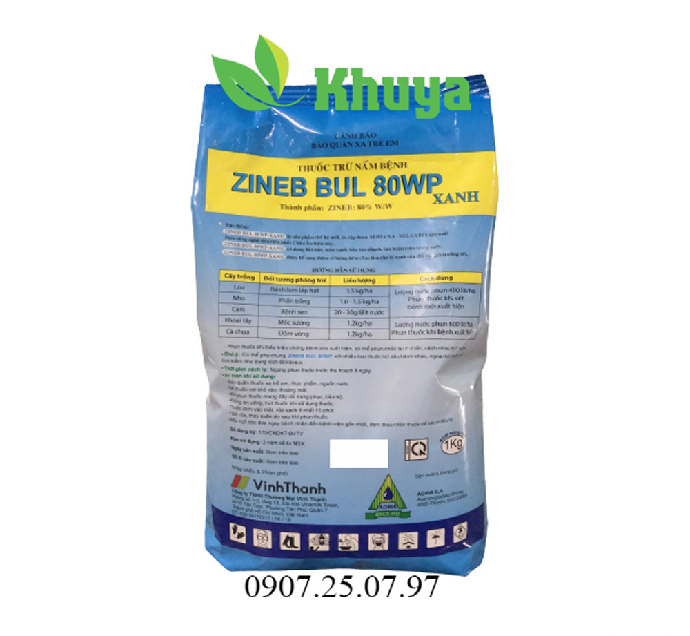 Thuốc Trừ Nấm Bệnh ZINEB BUL 80WP Xanh 1kg