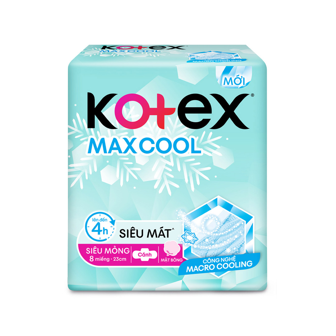 Combo 8 gói băng vệ sinh kotex max cool spa siêu mỏng cánh 6miếng/gói