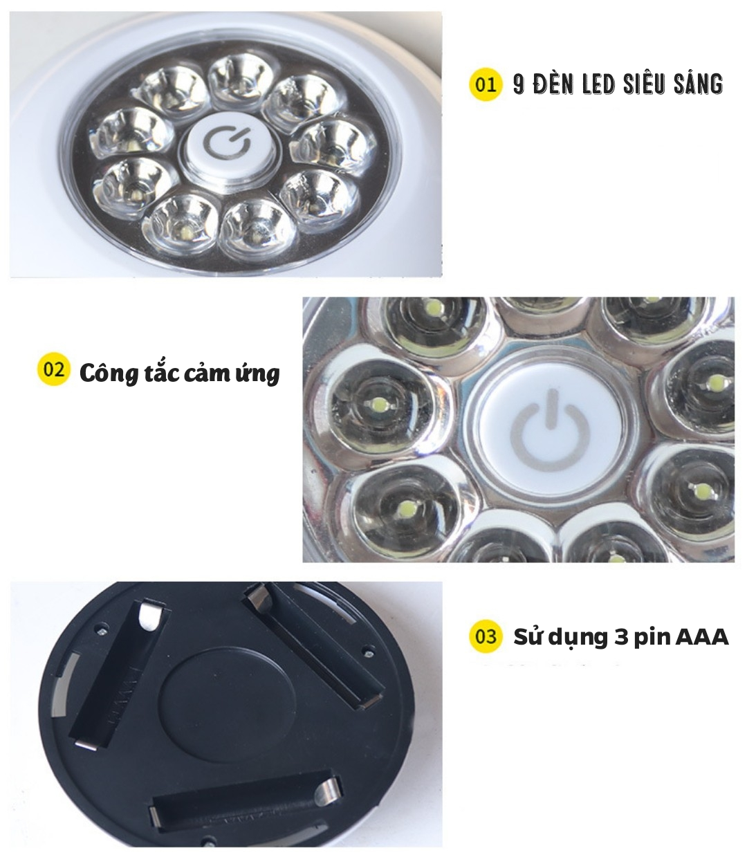 Đèn led gắn trần ô tô, cốp xe không dây