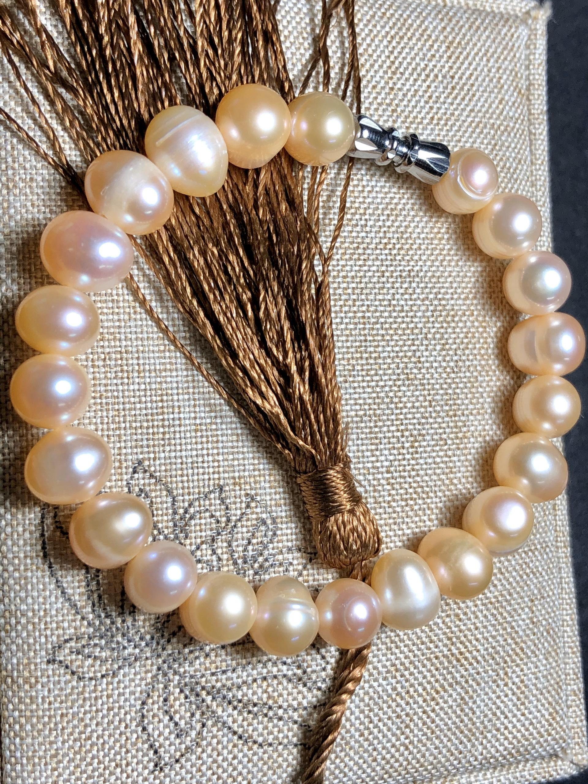 [FreeshipMAX] vòng tay ngọc trai nuôi nước ngọt tự nhiên 8-9li dài 18,5 cm