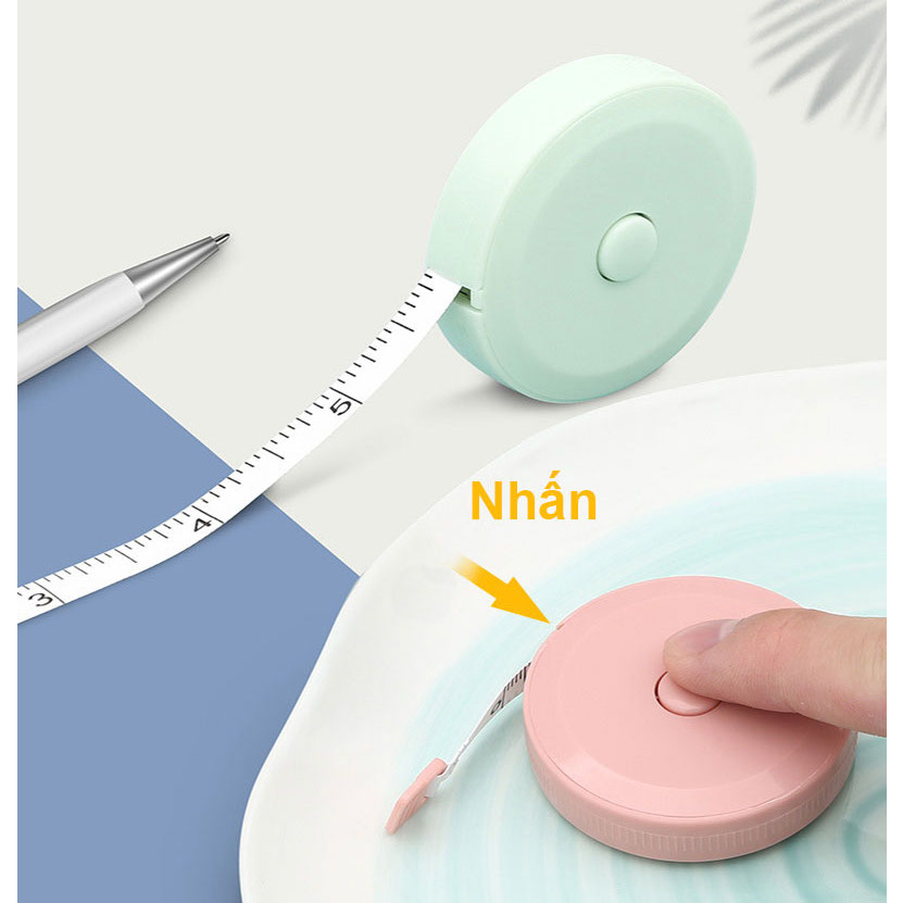Thước Dây Cuộn Tròn Mini 1.5m Rút Tự Động