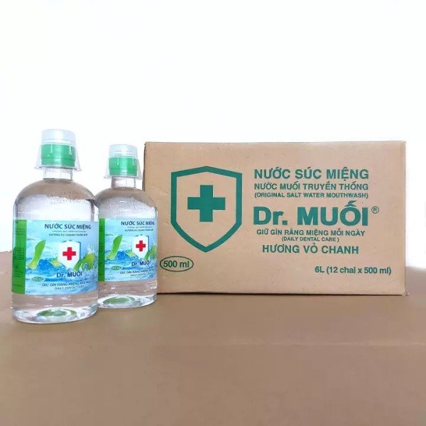 [HCM]1 thùng 12 chai nước súc miệng Dr. Muối hương vỏ chanh 500ml