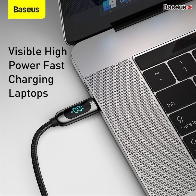 Baseus Display Fast Charging Data Cable Type-C to Type-C (100W, 20V / 5A, 480Mbps, LED indicator, E-marker chip, QC/PD Quick charge cable )