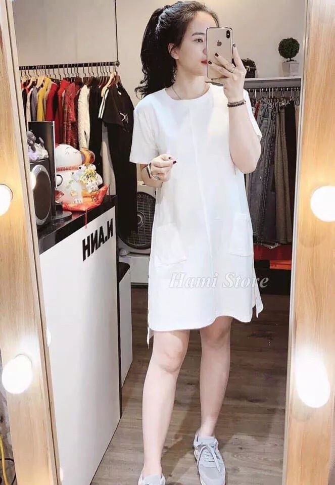 Sale xả đầm thun cotton trơn  nữ