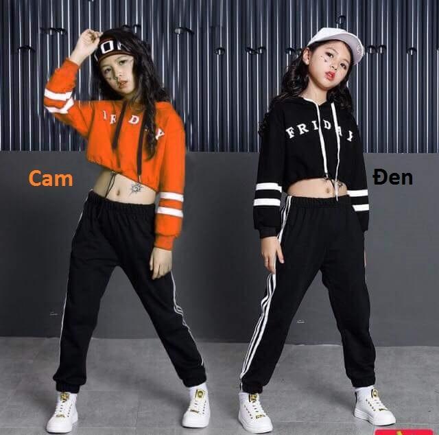 [HCM]Đồ bé gái sành điệu Bộ quần áo dài thời trang dành cho bé gái áo có nón kiểu lửng - Quần áo trẻ em - SockiMall (Màu đen) (MS: 190428)