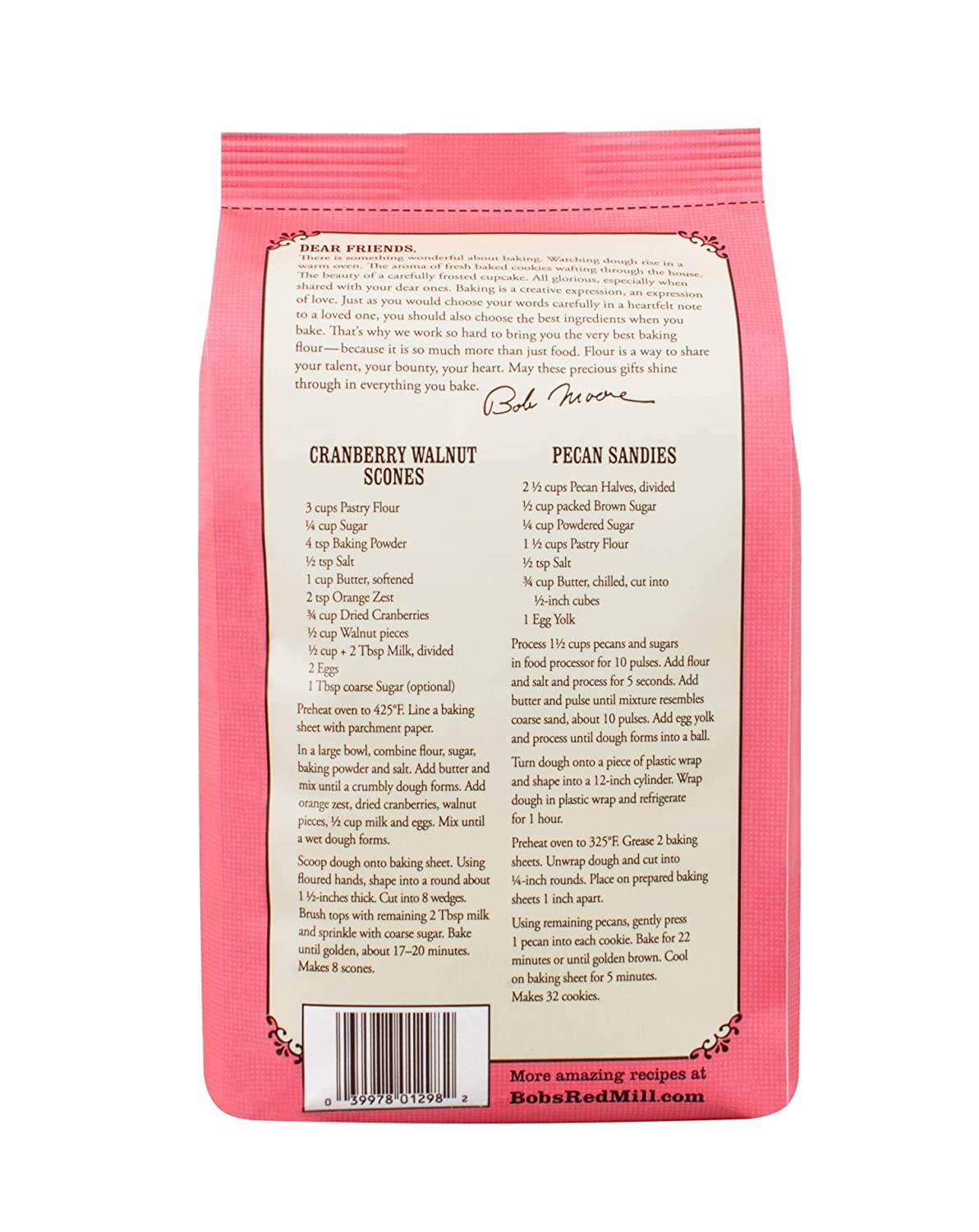 Bob's Red Mill Flour, White Pastry Unbleached/ Organic Whole wheat, 5 lbs