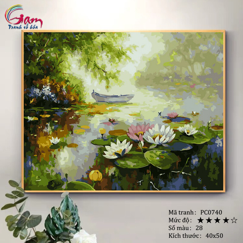 DIY Painting By Numbers Kit Nature Landscape Spring Painting No PC0740 Lotus waterlily flowers For Home Wall Decor, New Hobby And Gift Picture On Canvas Acrylic paint Coloring By Number