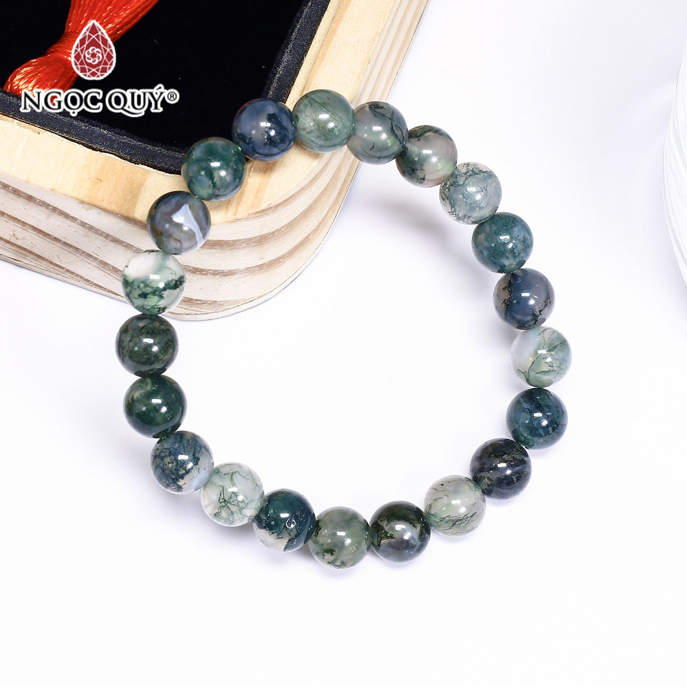 Vòng tay băng ngọc thủy tảo 8mm mệnh hỏa mộc - Ngọc Quý Gemstones