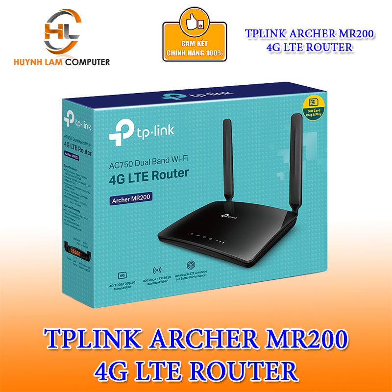 Bộ phát Wifi TPlink Archer MR200 có khe gắn SIM 4G LTE AC750 - Chính hãng