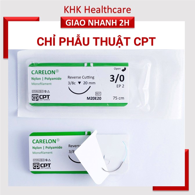 Chỉ phẫu thuật không tiêu cpt carelon nylon 3/0 - m20e20