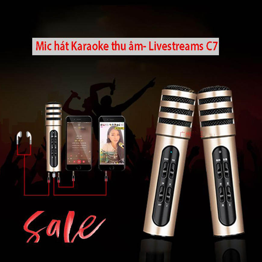 Míc hát karaoke C7 Thu Âm, Micro Karaoke Chuyên Nghiệp. Livestream trên điện thoại 3 in 1. Micro thu âm hát karaoke online, Hát Karaoke, Livestream chất lượng cao Model 2019, chất lượng tuyệt đỉnh