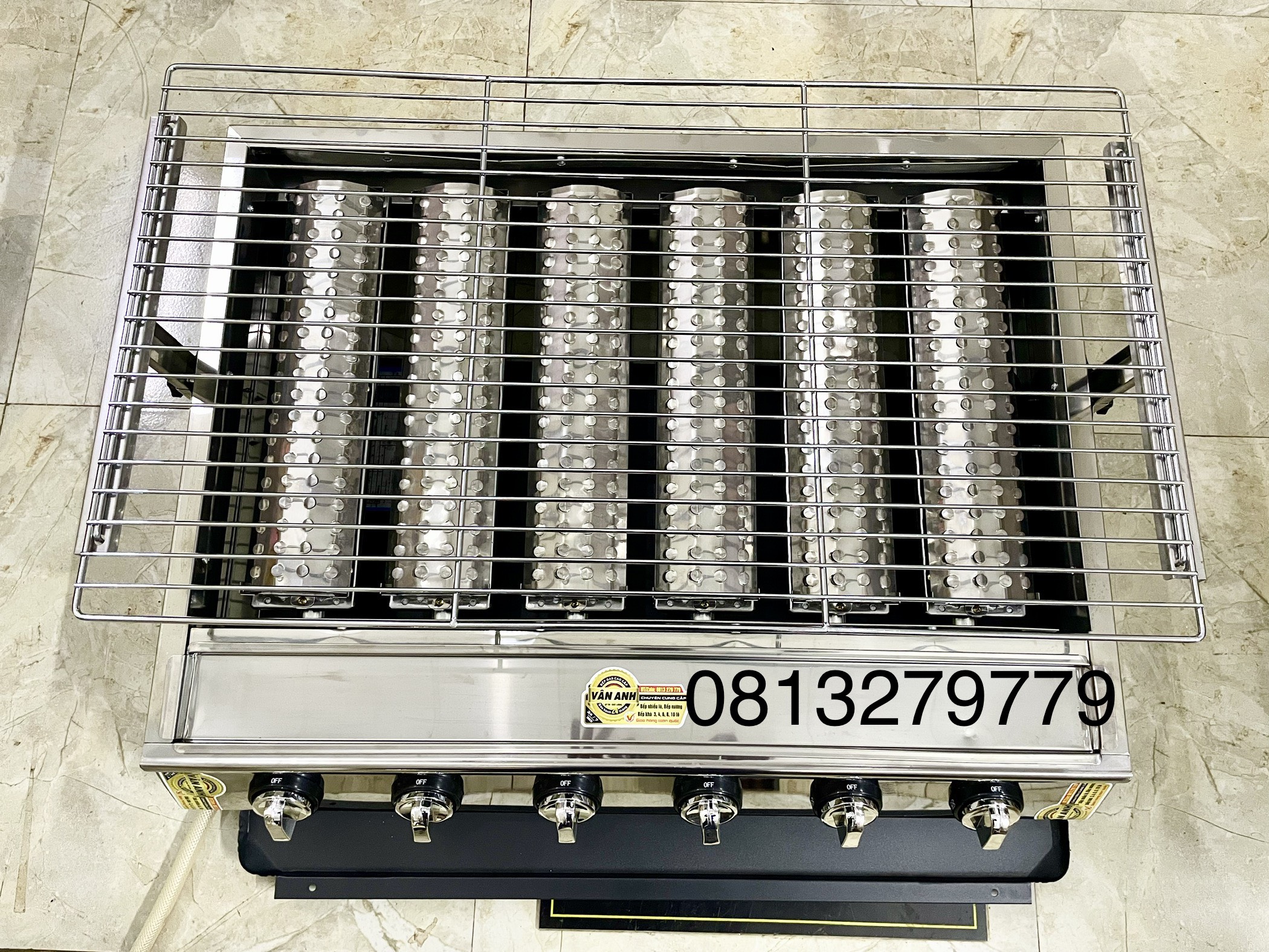 BẾP NƯỚNG GAS 6 LÒ INOX