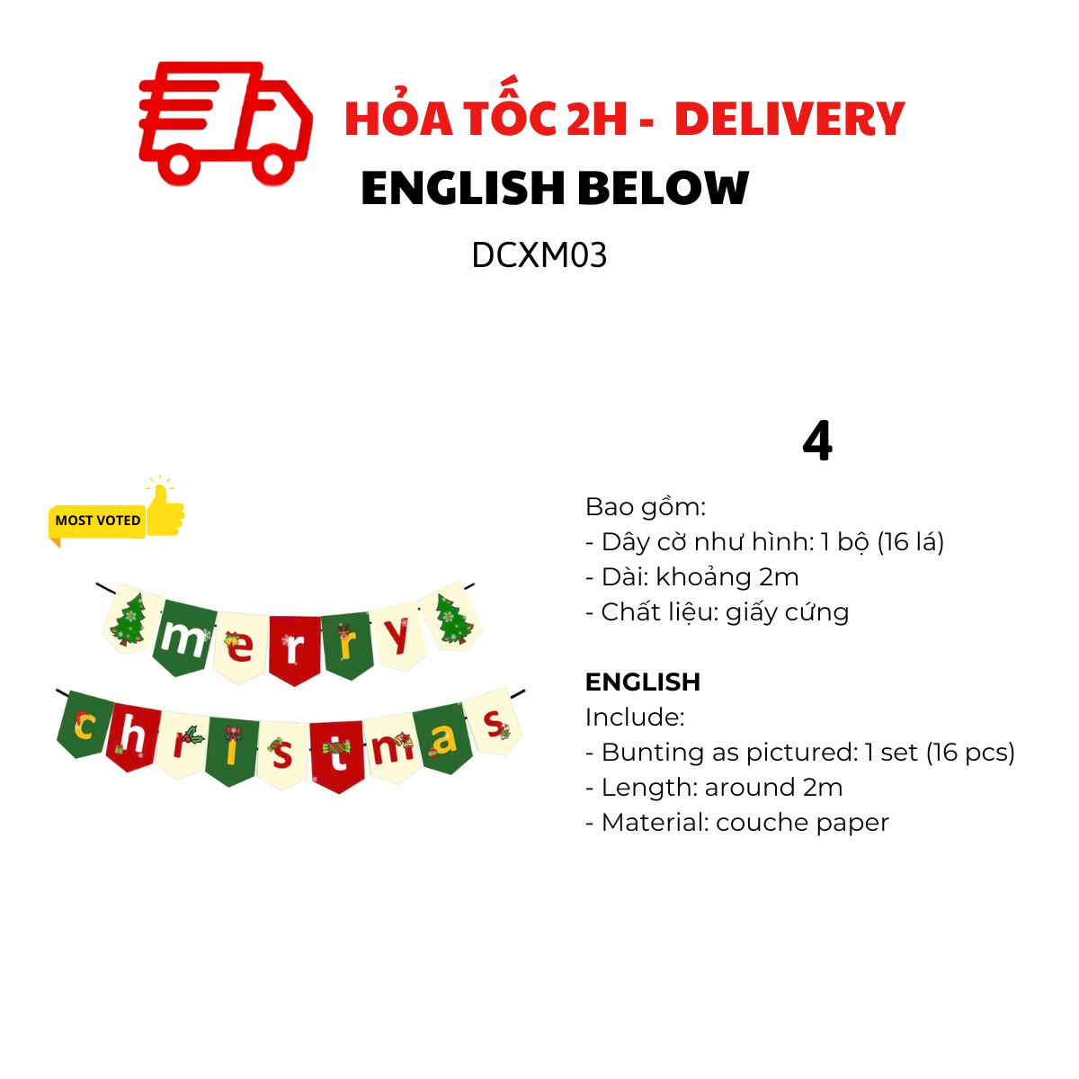 Dây cờ Merry Christmas dcxm03