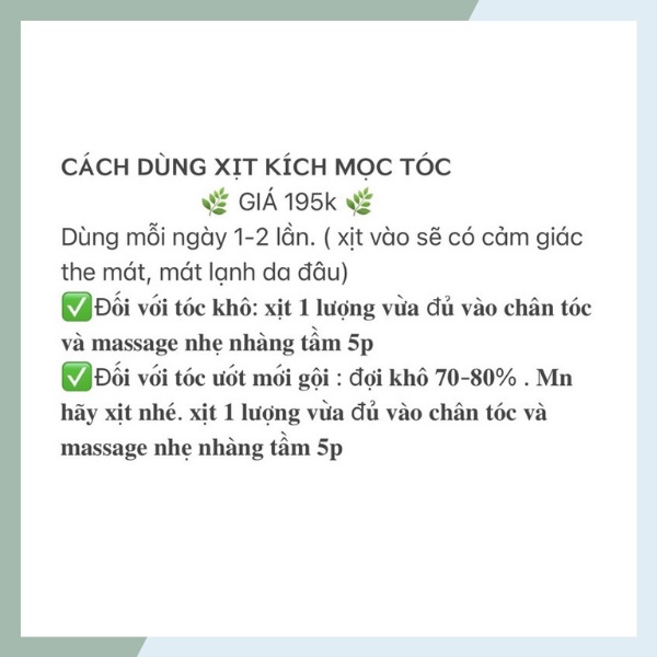 Xịt Kích Mọc Tóc [Handmade] 100ml Cao Thảo Dược Dưỡng Tóc Giúp Tóc Mọc Nhanh Dài