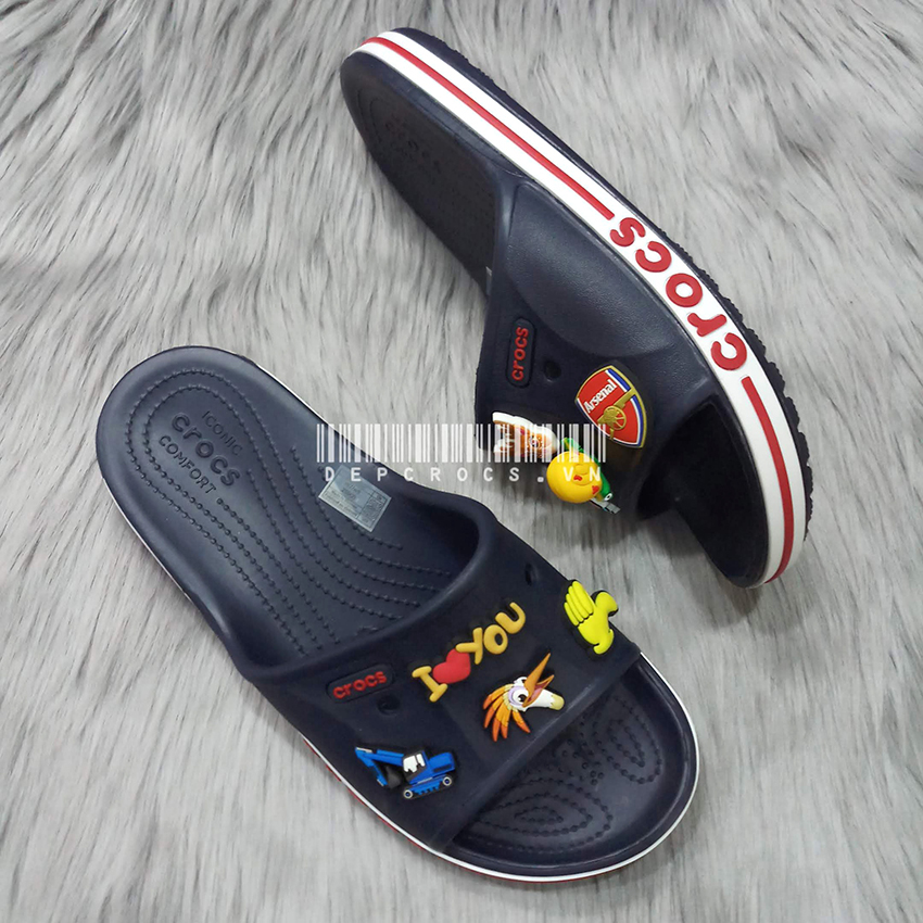 [Tặng 10 jibbitz 2d] Dép quai ngang baya unisex, dép gắn sticker jibbitz charm  - Nhà Cá Sấu