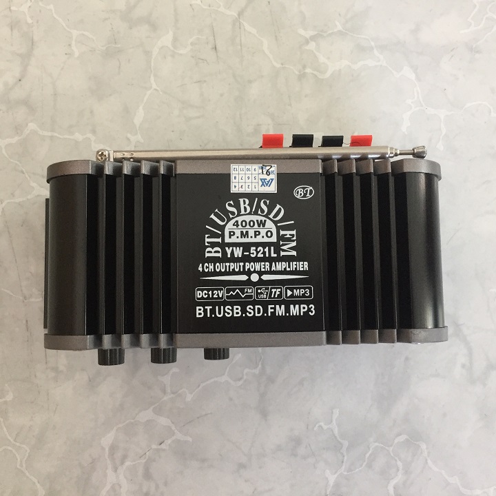 Amply cho xe ô tô có chức năng BLUETOOTH dùng điện 12V