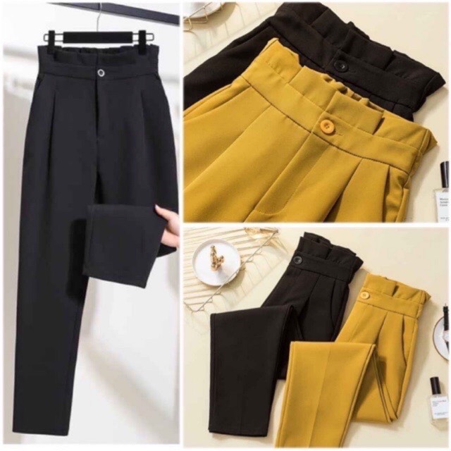 Quần baggy cạp cao xếp ly
