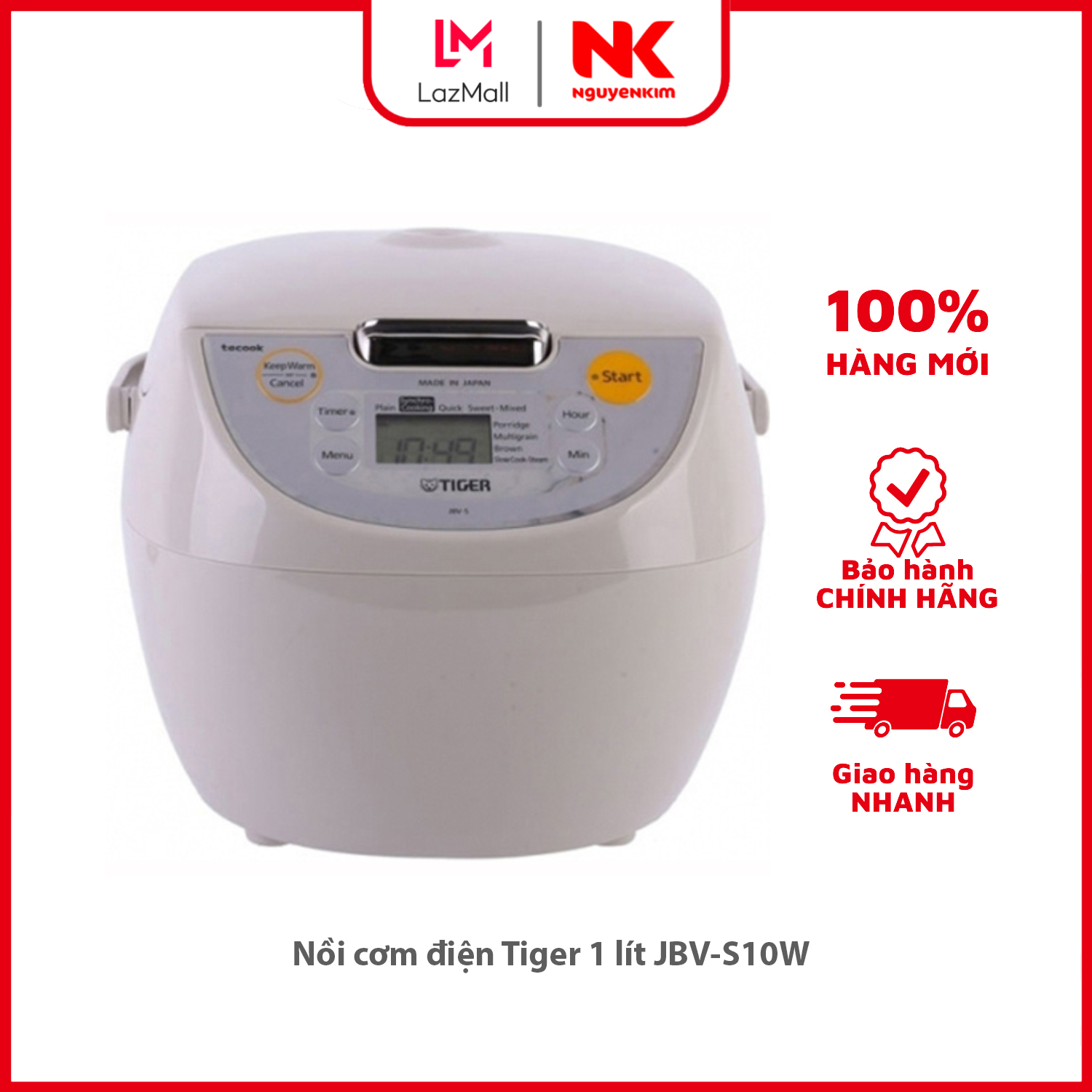Nồi cơm điện tiger 1 lít jbv-s10w