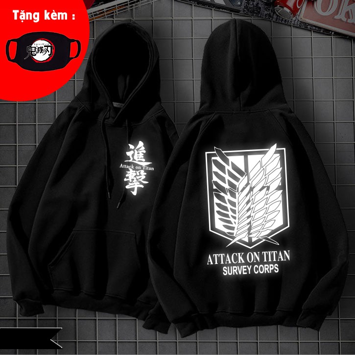 HOODIE Attack on Titan phản quang cực HOT