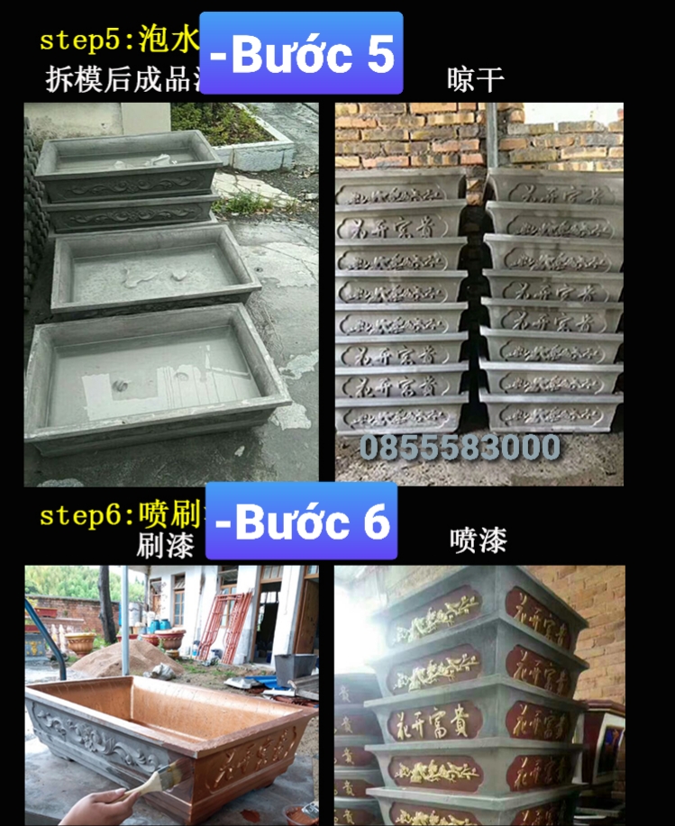 khuôn đúc chậu cảnh chữ nhật 1m2 (khuôn chậu ABS có lòng trong)