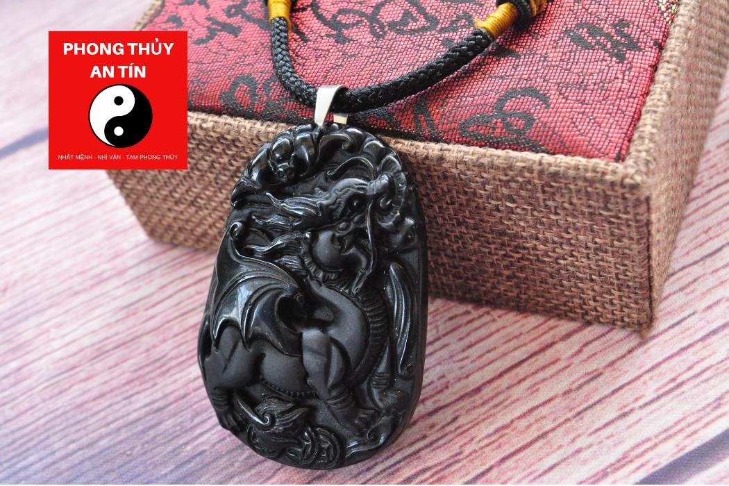 Mặt Rồng lai Tỳ hưu đá Obsidian