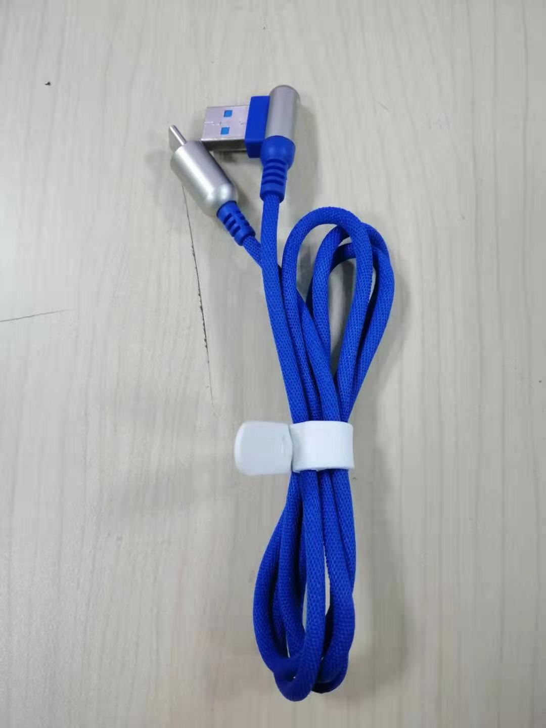 Cáp sạc TypeC dây vải chân USB vuông góc 90 độ