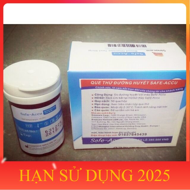 Hộp 50 Que Thử Đường Huyết Sinocare Safe-Accu