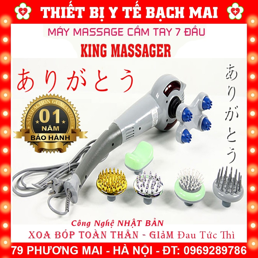 Máy Đấm Lưng Massage Cầm Tay 7 Đầu King Massager - Chính Hãng