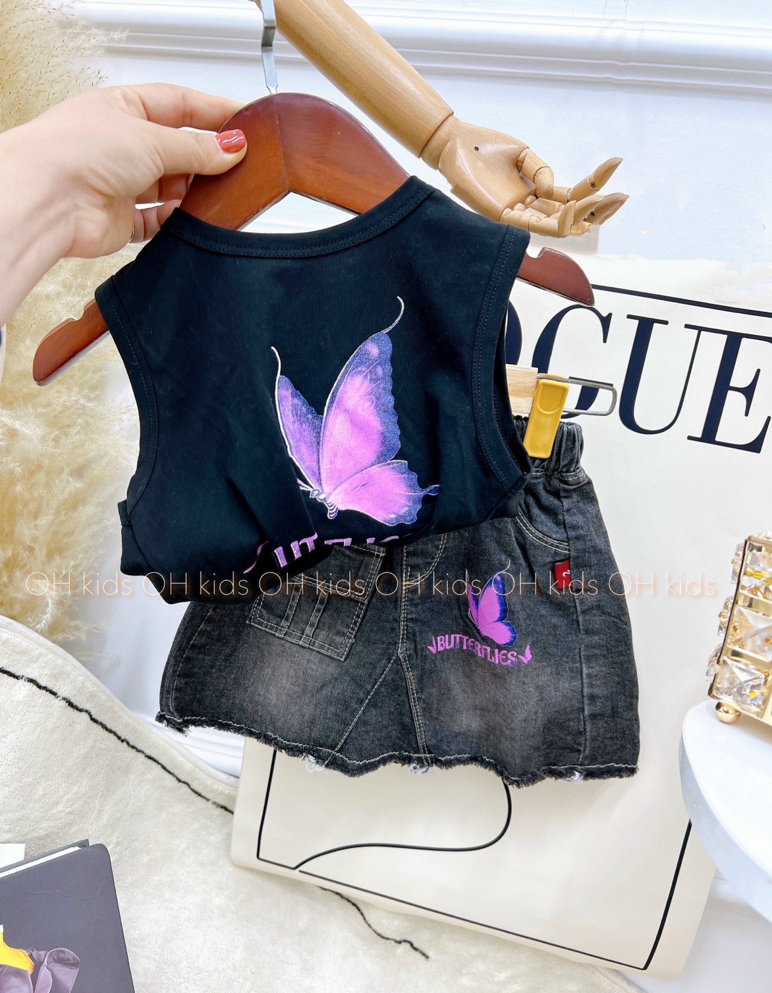 set jean bướm dễ thương cho bé gái