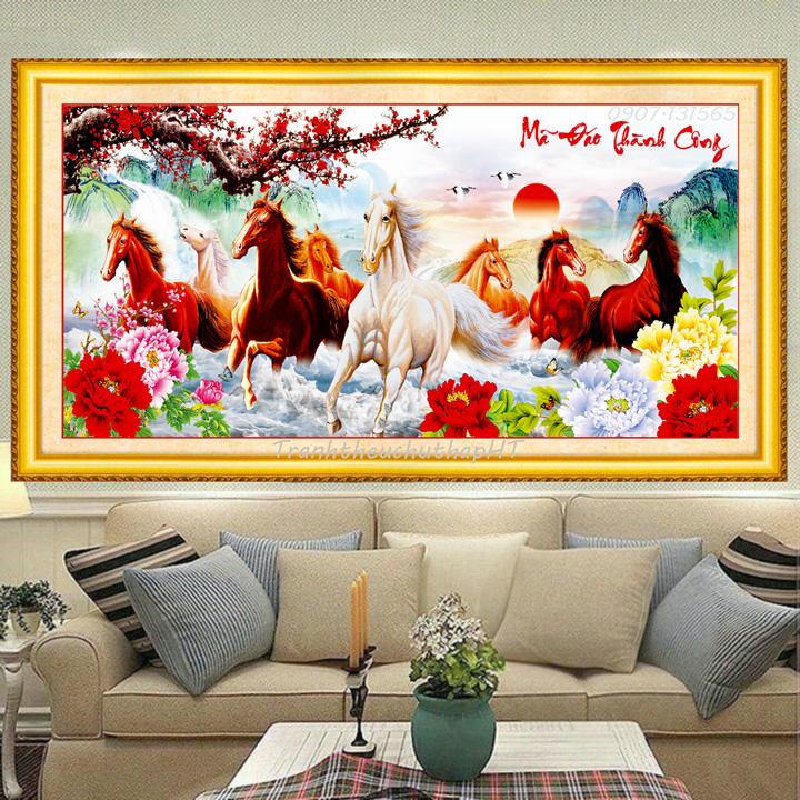 Tranh đính đá Mã đáo thành công 130*64cm - tự đính