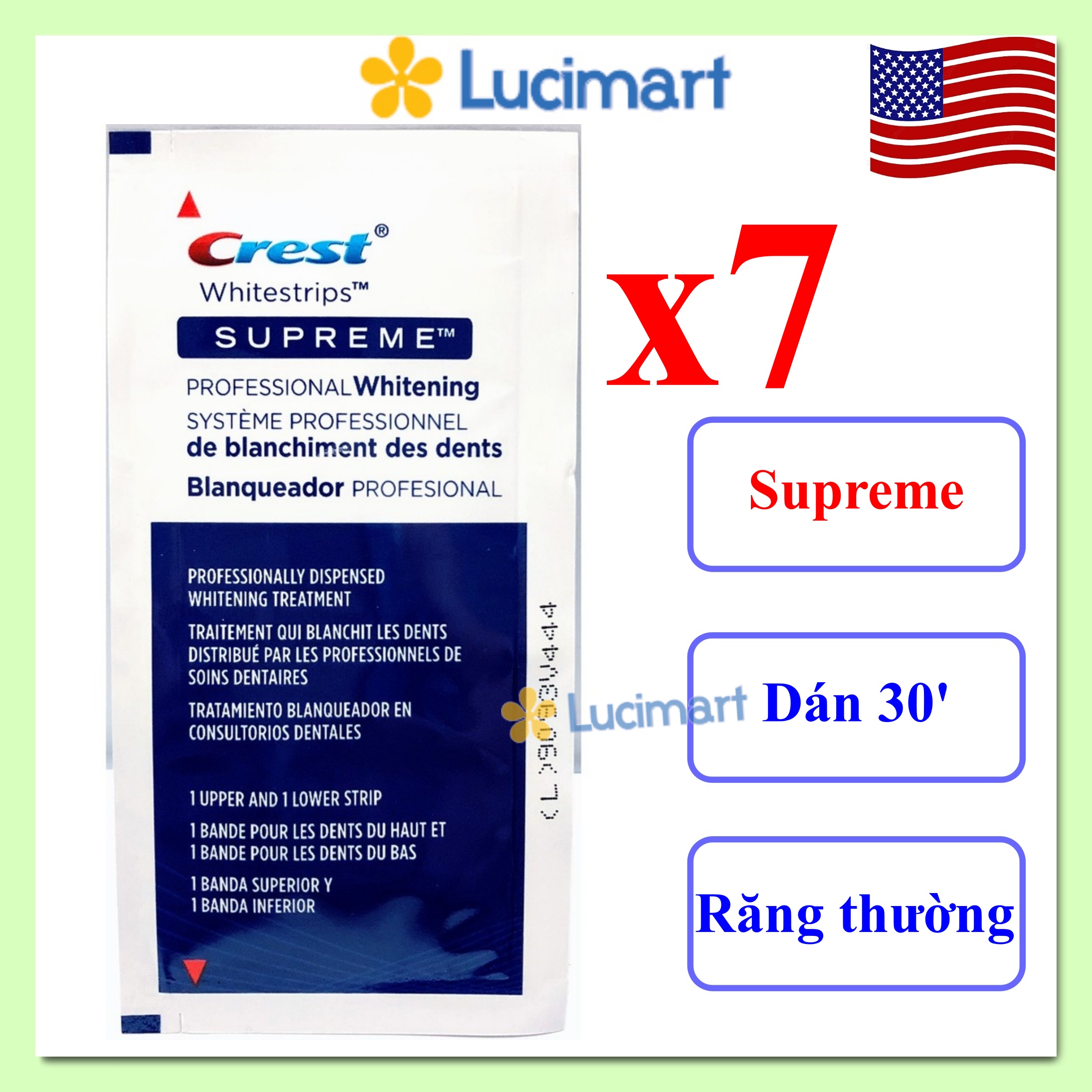 Miếng dán trắng răng Crest 3D Supreme Professional Whitestrips [Hàng Mỹ]