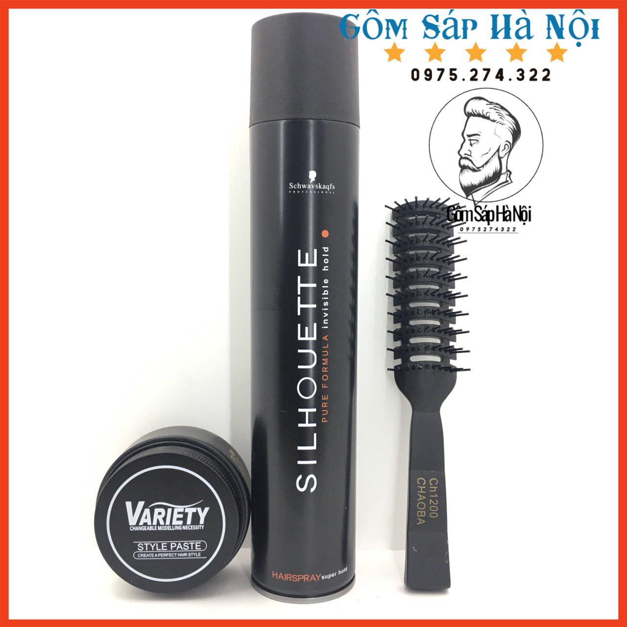 Combo Gôm Xịt Tóc Silhouette 400ML +Sáp Vuốt Tóc Variety Matte Lasting 100ml + Lược