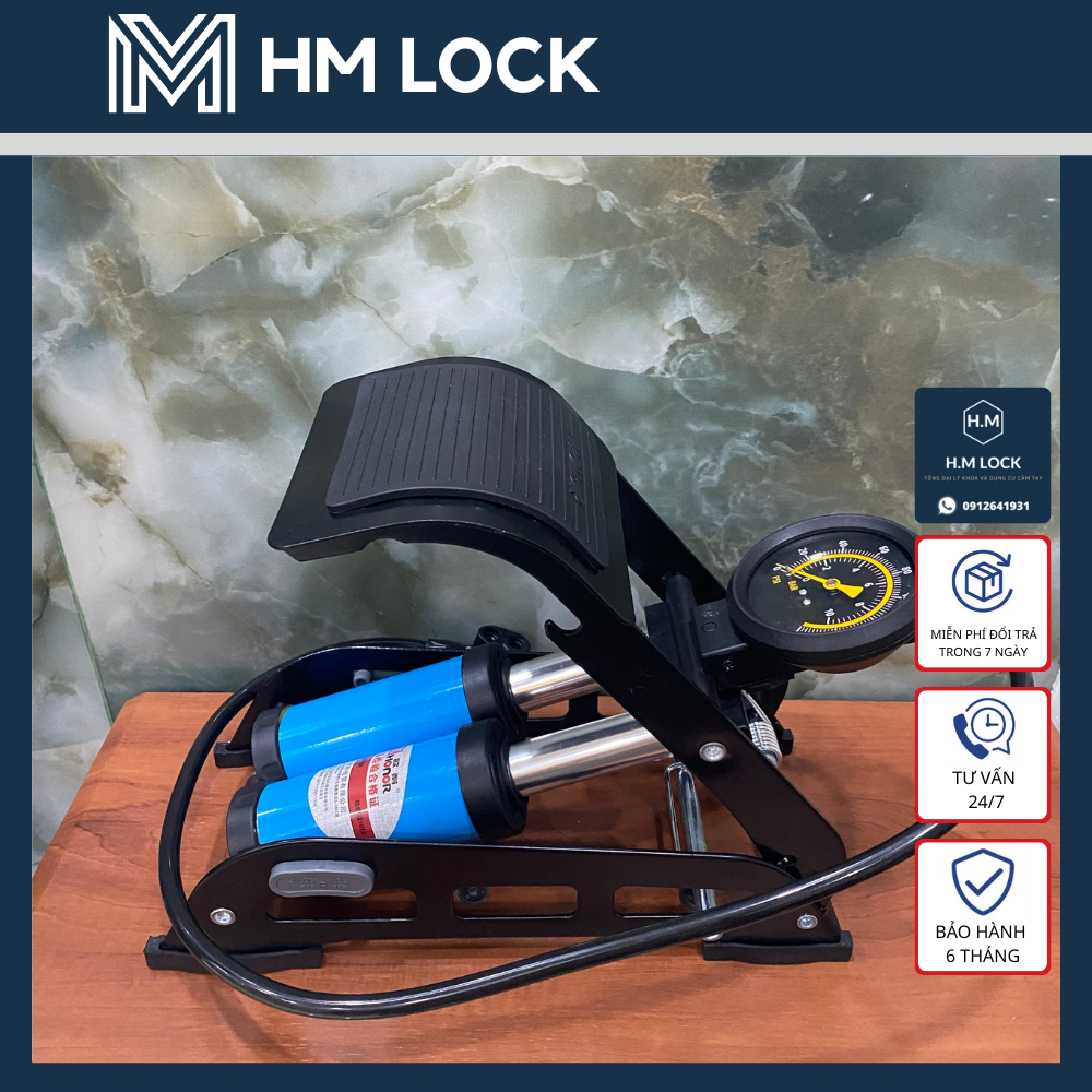 BƠM XE MÁY ĐẠP CHÂN 2 PISTON HORNOR - CHẤT LIỆU ABS SIÊU BỀN, THÉP KHÔNG GỈ CAO CẤP - HM LOCK