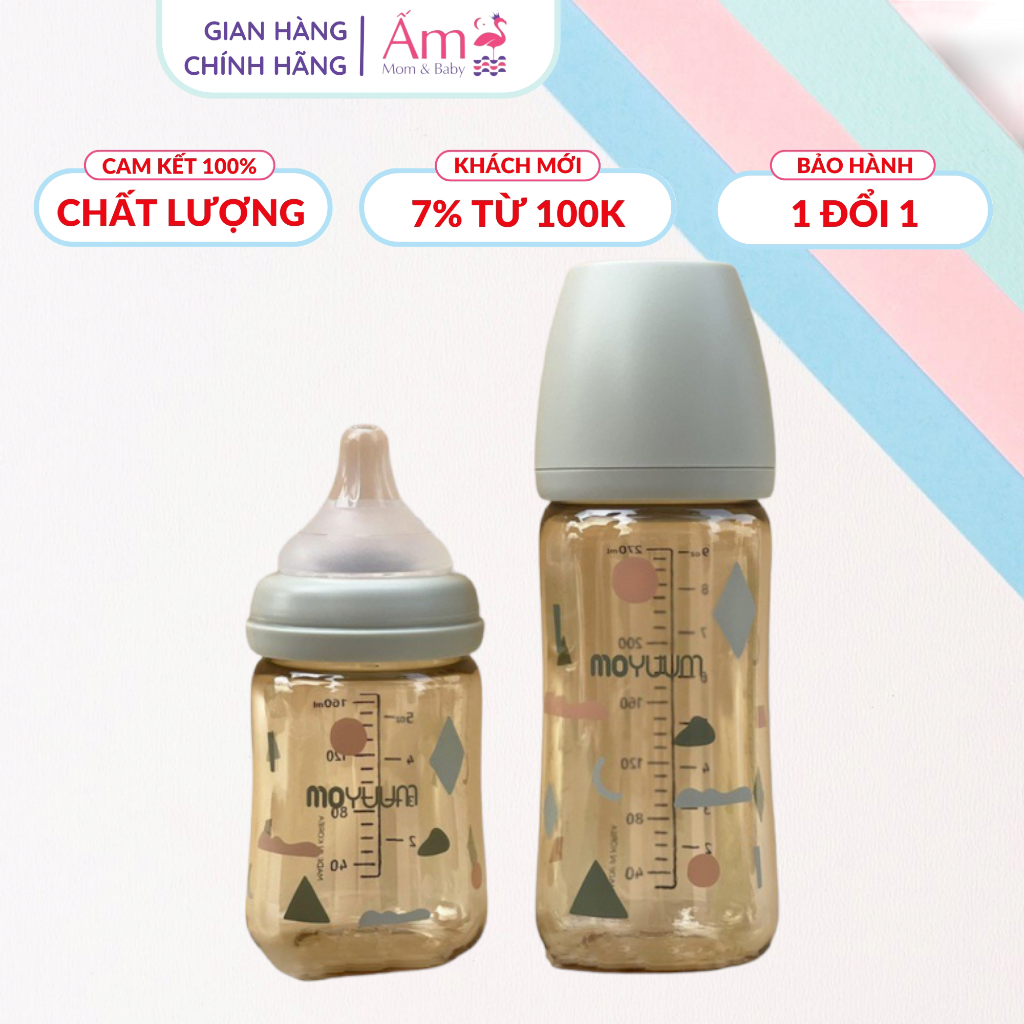 Bình Sữa Moyuum Hình Mây PP Bởi Ấm Baby Nội Địa Hàn Quốc Nhựa PPSU Silicon Siêu Mềm Cho Bé 170ml/ 270m