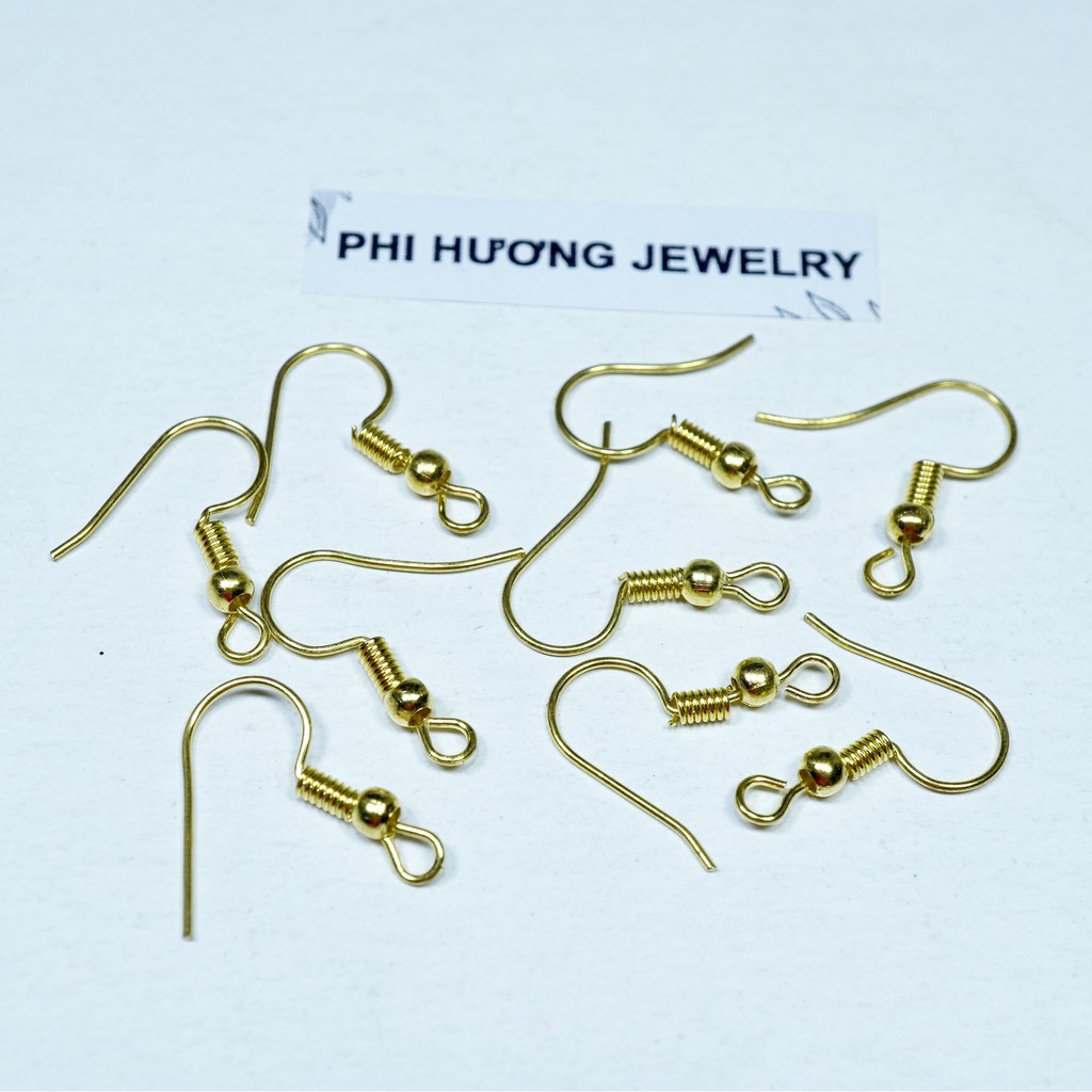 Gói 20 cái móc bông tai móc câu, khuyên tai lò xo, nguyên liệu hoa tai diy
