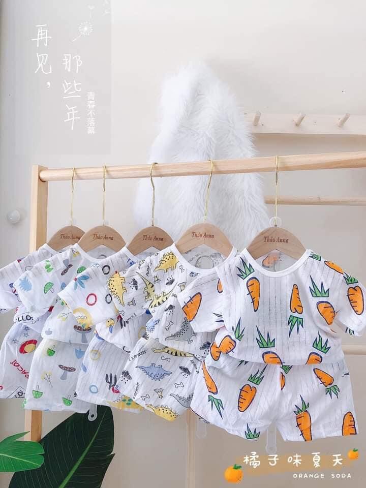 Bộ coton giấy bé trai, bé gái size 4- 17kg