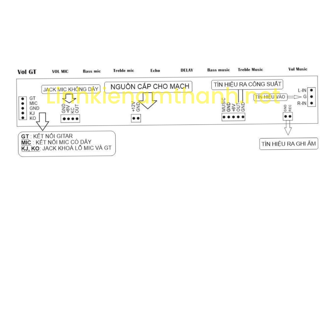 Mạch Echo Loa Kéo Nguồn Đơn 12v