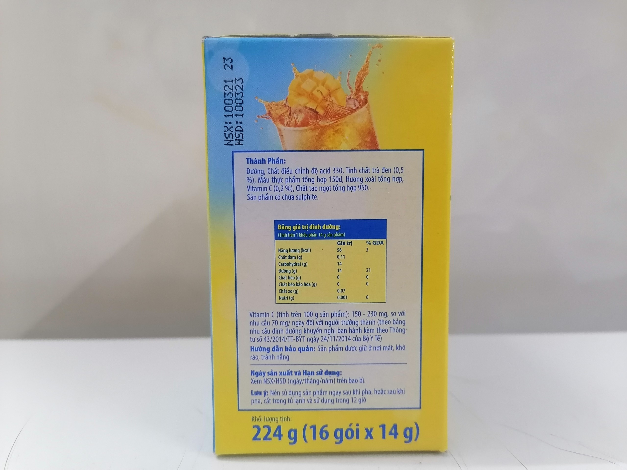[Hộp 224g - XOÀI] TRÀ HÒA TAN VỊ XOÀI [VN] LIPTON Mango Ice Tea